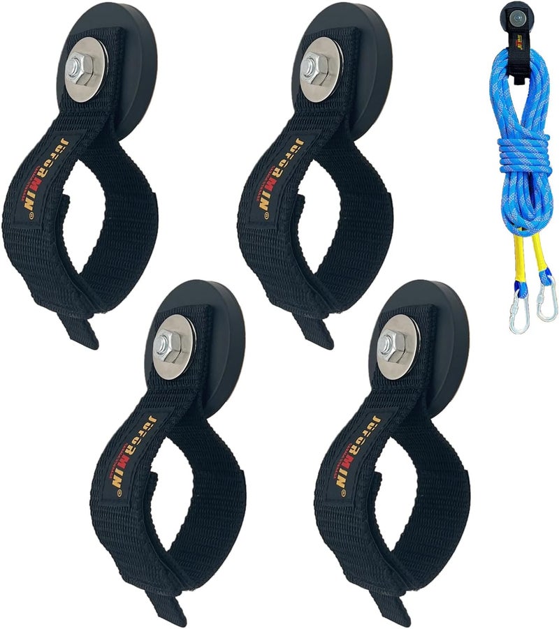 Juformin Heavy Duty Magnetic Hook, Magnetic Tool Holder, Magnetic Garage Hooks, Extension Cord Strap for Cable, Rope, Wire Storage in Garage,Workshop,RV,Pick-up(Dia.2.59" Magnet * 4Pcs) - Image 1